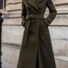 Tailored Olive Green Wool Coat for Timeless Winter Elegance